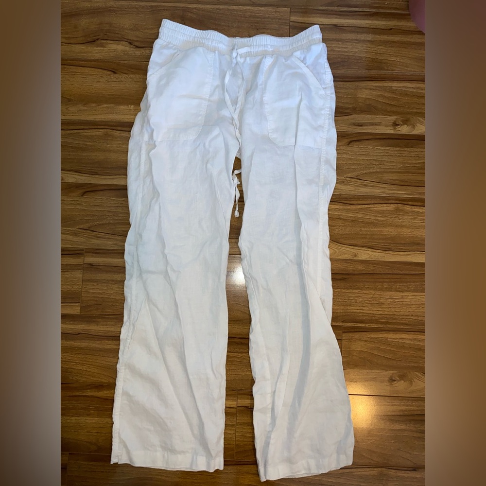 Womens Vintage white linen pants